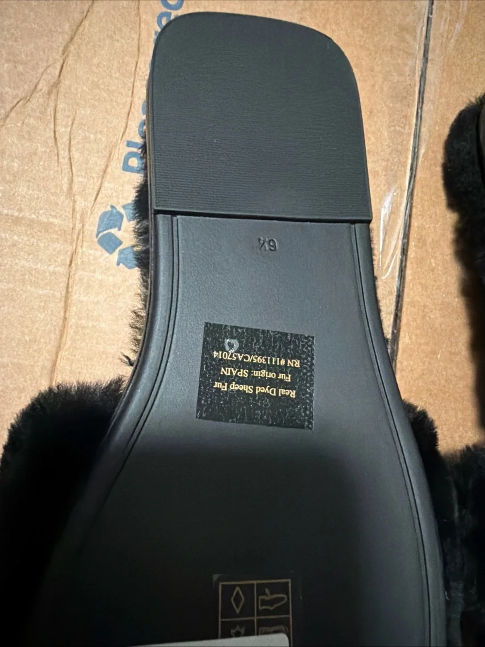 Tory Burch Double T Black Sheepskin Shearling Slide Slippers Womens 6.5 no box